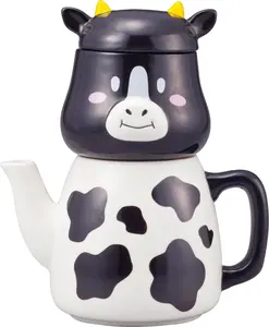 廉价陶瓷牛茶壶动物设计瓷器茶壶定制石器茶壶