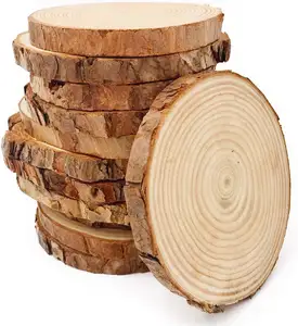 2024 קידום מכירות עיגולי עץ לא גמור עגול עץ מרכזי פרוסות עץ טבעי לקישוטי חג המולד ועיצוב חתונה