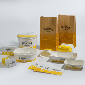 Vente en gros Assiettes et bols en <span class=keywords><strong>carton</strong></span> de qualité alimentaire jetables en <span class=keywords><strong>carton</strong></span> avec logo personnalisé Emballage alimentaire à emporter pour hamburger poulet frit - Product Image 2