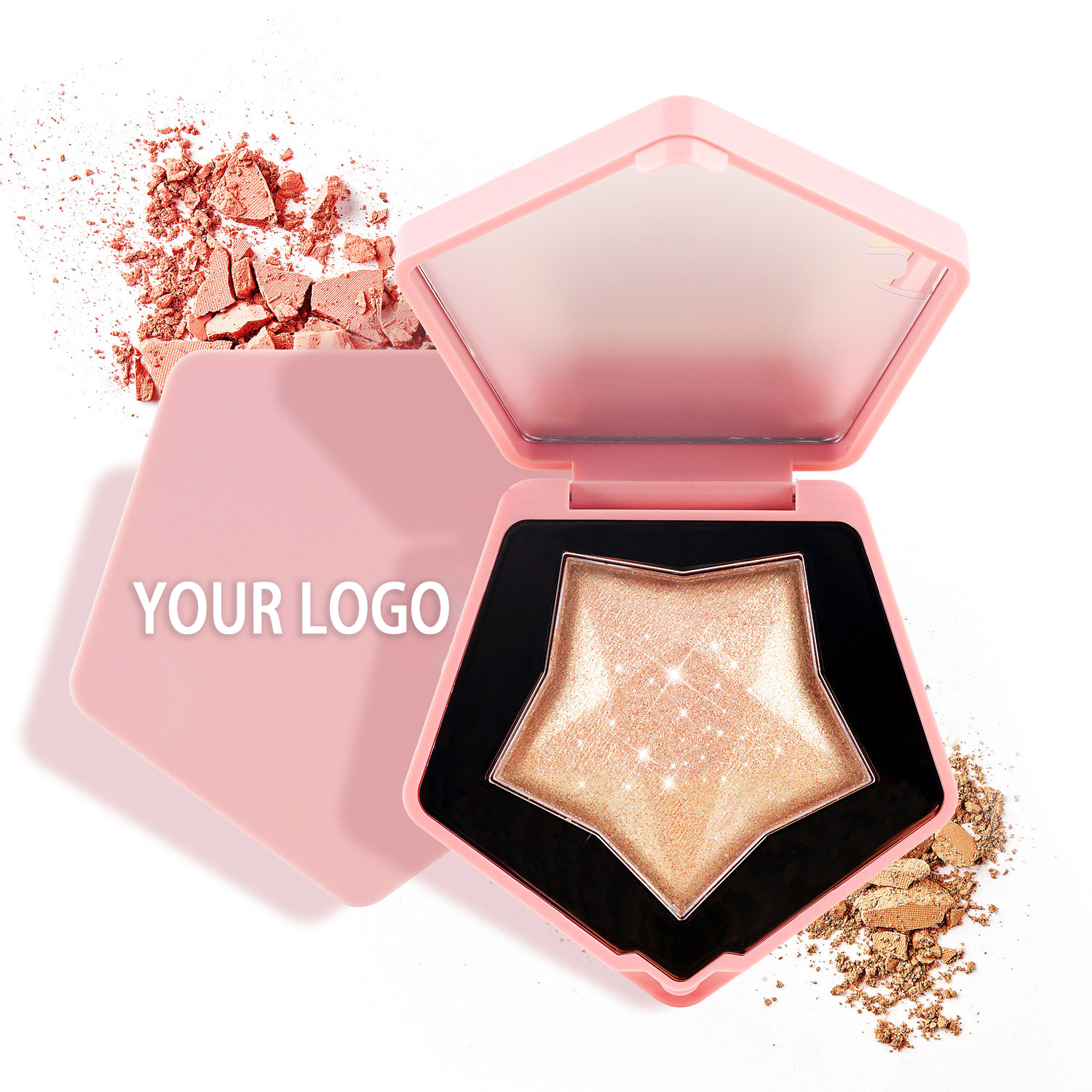 Оптовая продажа макияж 3 вида цветов face beauty рассыпчатая пудра, блеск, косметическое средство, палитра с метка частного назначения