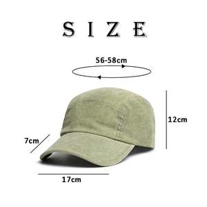 Gorra de Cinco Paneles Personalizable con Visera Curva Ajustable, Gorra de Pana con Cordón en el Borde - Product Image 5