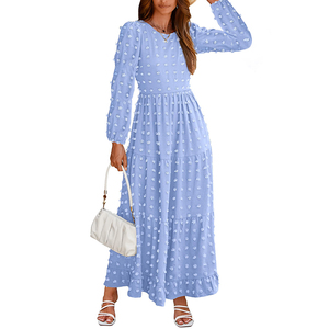 Nuovo Design personalizzato vendita calda di alta qualità <span class=keywords><strong>primavera</strong></span> <span class=keywords><strong>e</strong></span> autunno manica lunga girocollo abiti Midi per le donne - Product Image 6
