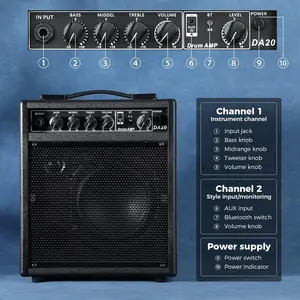 Hot Bán 35W Xách Tay Điện Trống Khuếch Đại Đa Chức Năng Điện Đàn Piano Bass Guitar Trống Thực Hành Loa - Product Image 6