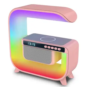 Venda quente Multi-função 15W Speaker Mobile Phone Carregador Universal Colorido Night Light Lamp Carregador sem fio