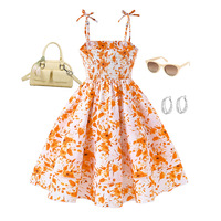 Vestido Floral con Tirantes Finos y Diseño Ajustado a la Cintura para Chicas Grandes, Modifica la Figura, Muestra una Silueta Delgada, Ideal para Fiestas de Verano y Eventos Casuales