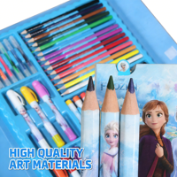 Ensemble de peinture artistique pour enfants sur le thème de La Reine des Neiges, 98 pièces, boîte de rangement portable, chevalet double face, crayons de couleur, marqueurs, crayons de couleur, kit de papeterie