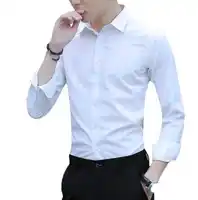 Chemise blanche pour hommes, à manches longues, sans Slim, de couleur unie, costume professionnel, veste pull