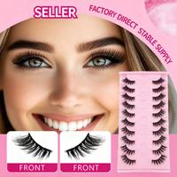 Faux cils en bande 3D volumineux avec logo personnalisé, 10 paires, style naturel, pour marques de beauté et salons