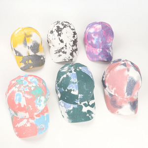 Tie Dye Baseball <b>Cap</b> For <b>Women</b> With Cross Back Design Casual Outdoor Sun Protection Hat Polyester Cotton Twill Material - Product Image 3