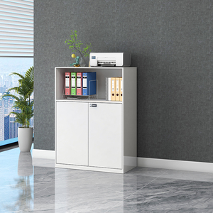 Meuble de classement moderne en métal blanc <span class=keywords><strong>à</strong></span> profil bas avec tiroirs verrouillables pour bureau, en acier laminé <span class=keywords><strong>à</strong></span> froid blanc, <span class=keywords><strong>armoire</strong></span> de classement courte - Product Image 4