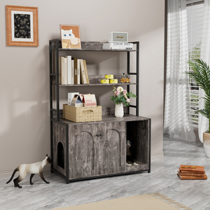 Large Cat Litter <b>Box</b> Enclosure With <b>Shelf</b> Storage Hidden Cat Washroom Wooden Cat House Sturdy - Product Image 2