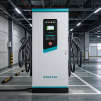 Chargeur DC pour véhicules électriques 60kW-160kW à double connecteur, station de charge rapide avec écran LCD, arrêt d'urgence, IP54, pour utilisation en garage public