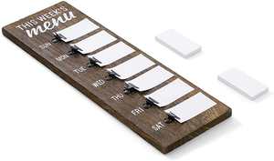Tablero planificador de comidas <span class=keywords><strong>semanal</strong></span> para decoración del hogar, portapapeles para nevera, pizarra magnética, letrero de madera con Clips y nota adhesiva - Product Image 3