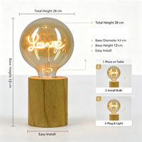 Lampe de table décorative contemporaine simple en gros avec base en bois E26 pour cadeau et ornement de fête