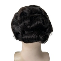 Perruques en cheveux humains vierges birmans # Prothèse capillaire fine mono en dentelle 7x9, couleur noire 1B, pour hommes asiatiques