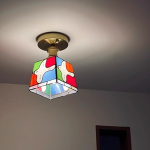 Japanese Style Vintage Stained Glass Ceiling <b>Light</b> Retro Decorative <b>Fixture</b> for Entryway - Product Image 3