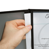 Protège-menu de restaurant en PVC transparent économique, 2 pages, format livre à 4 vues, 8,5 x 11 pouces, modèle Yimi-112601