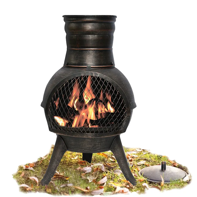 Tuin Kleiner Gietijzeren Chiminea Met Stalen Rookkanaal