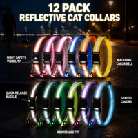 Colliers réfléchissants pour chat 12 couleurs, à dégagement rapide, avec clochette, réglables en polypropylène, pour la sécurité nocturne des chatons et animaux de compagnie, vente en gros