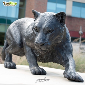 동물원 입구 추상 실물 크기 동상 청동 표범 예술 조각 - Product Image 5