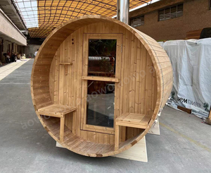 Sauna infrarouge à panneaux chauffants électriques en bois OSB3, thérapie par la lumière infrarouge, sauna Hocatt, sauna à l'ozone, baril en bois de cèdre rouge avec cadre en verre - Product Image 4