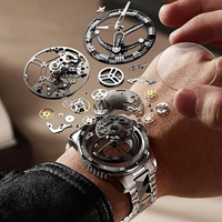 Reloj de Cuarzo de Alta Gama para Hombre, Giratorio, 3D, Hueco, de 44 mm, de Aleación de Acero Inoxidable, con Cristal, Cronógrafo, Vintage, Moderno