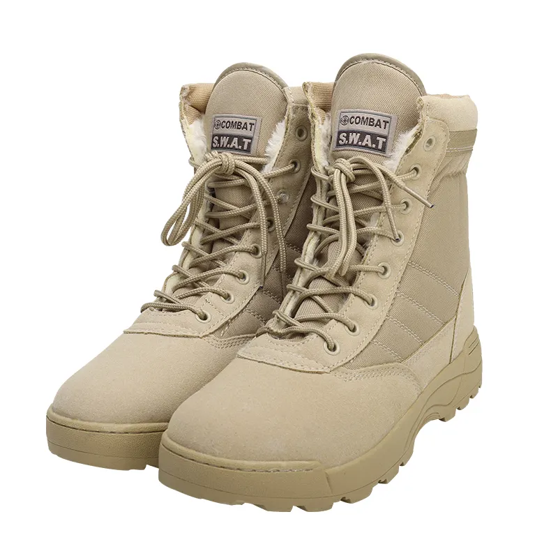 Yakeda-zapatos tácticos de invierno para hombre, botas de combate de lana cálidas con cremallera lateral, venta al por mayor