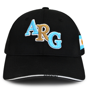 Cappellino da camionista con patch bandiera nazionale Argentina di alta qualità, ricamo 3D con lettera <span class=keywords><strong>ARG</strong></span>, retro chiuso, in rete traspirante. - Product Image 1
