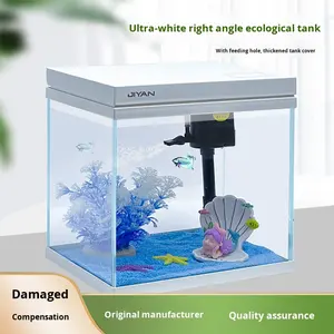 <span class=keywords><strong>Aquarium</strong></span> en verre rectangulaire ultra-clair <span class=keywords><strong>pour</strong></span> usage domestique, configuration écologique de bureau, <span class=keywords><strong>filtre</strong></span> intégré, pas de changement <span class=keywords><strong>d</strong></span>'eau requis, économe en énergie - Product Image 3