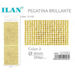 Ilan Adesivi Brillanti 6mm con Strass Dorati, 504 Pezzi su Grande Cartoncino - Product Image 2