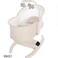 Berceau à bascule portable pour bébé Mastela, balançoire électrique réglable pour nourrissons, berceau avec jouet, métal, PP, lin, alimentation USB, 0-2 ans