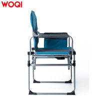 Chaise de Réalisateur Pliante d'Extérieur WOQI en Acier Inoxydable et Tissu Oxford avec Table Latérale et Poche Latérale, Robuste et Portable