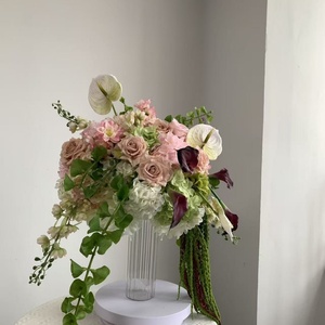Luxury Green Rose Real Touch Hydrangea Flower Ball fiore artificiale centrotavola per matrimonio con foglie di amaranto per matrimonio - Product Image 6