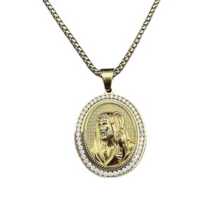 Collar con Colgante de Zirconia Chapado en Oro de Acero Inoxidable con Diseño de Jehová Pastor, Figura Religiosa Hip Hop, para Hombre y Mujer, Regalo - Product Image 5