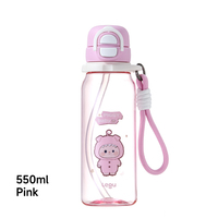 Bouteille d'eau Tritan écologique en promotion, motif dessin animé, ouverture à une touche avec paille et poignée, idéale pour la randonnée, le fitness et la course à pied