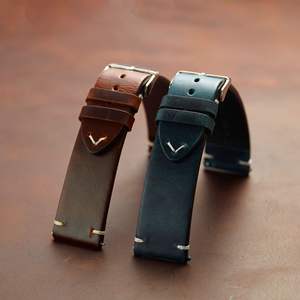 Correa de reloj de cuero de primera calidad, cuero de vaca italiano encerado al aceite, resistente al agua, Estilo Vintage, varios colores y tamaños, MATERIAL PERSONALIZADO - Product Image 3