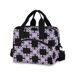 Hawaiian Purple Ulu Design Cooler Tote Waterproof Nylon Reusable Adults Custom Logo Small Insulated Lunch Cooler Bag for Women - Product Image 1