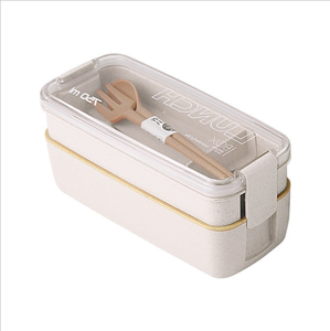 กล่องข้าวทรงสี่เหลี่ยมผืนผ้า<span class=keywords><strong>2</strong></span>ชั้นสำหรับเด็ก,กล่องอาหารกลางวันทำจากฟางข้าวสาลีสั่งซ้ำได้ใส่โลโก้ได้ตามต้องการ - Product Image 3