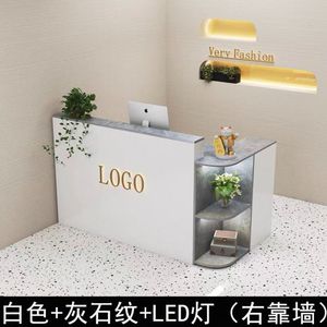 Mostrador de Recepción en Forma de L, Mostrador Curvo para Tiendas de Ropa Pequeñas, Mostrador Moderno para Salones de Belleza y Tiendas de Té con Leche - Product Image 4