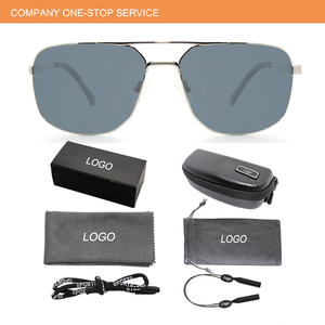 แว่นกันแดดโลหะแฟชั่นสไตล์เรโทรคุณภาพสูง เลนส์โพลาไรซ์ UV400 แบบสองบริดจ์  บานพับสปริง ดีไซน์ทันสมัย รับทำโลโก้ตามสั่ง - Product Image 4