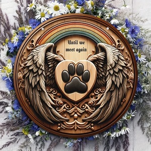 Spot Pet Wings, Paw Prints, Circular Logo, Welcome Door Number, Home Living Room, Wall Hanging, Wooden Slogan, Hanging Board - Product Image 3