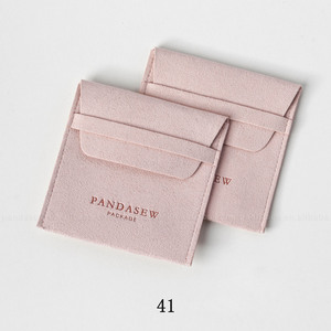 PandaSew Custom Logo Jewelry Packaging Bag Folded Microfiber Small Chic <b>Envelope</b> Flap with Band Jewelry Pouch - Product Image 2