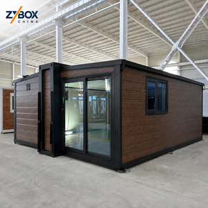 Maison conteneur extensible 20ft 40ft à motif brique, avec mur entièrement vitré, préfabriquée modulaire, pour café, bureau, station balnéaire - Product Image 3
