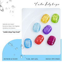 2 pièces/paquet – Top Coat Effet Goutte d'Eau Sans Essuyage pour l'été – Sans HEMA ni TPO – Effet Goutte d'Eau 3D – Gel Fonctionnel UV/LED 15ml