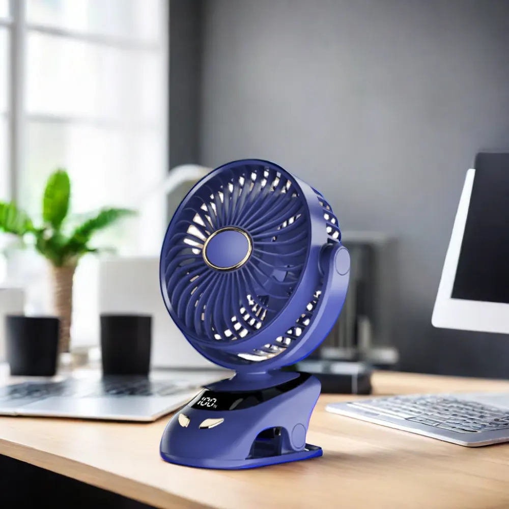 Wholesale New Summer Mini Stand Fans Portable Wearable Electric Battery Rotate Table Desk Fan Light USB Rechargeable Stand