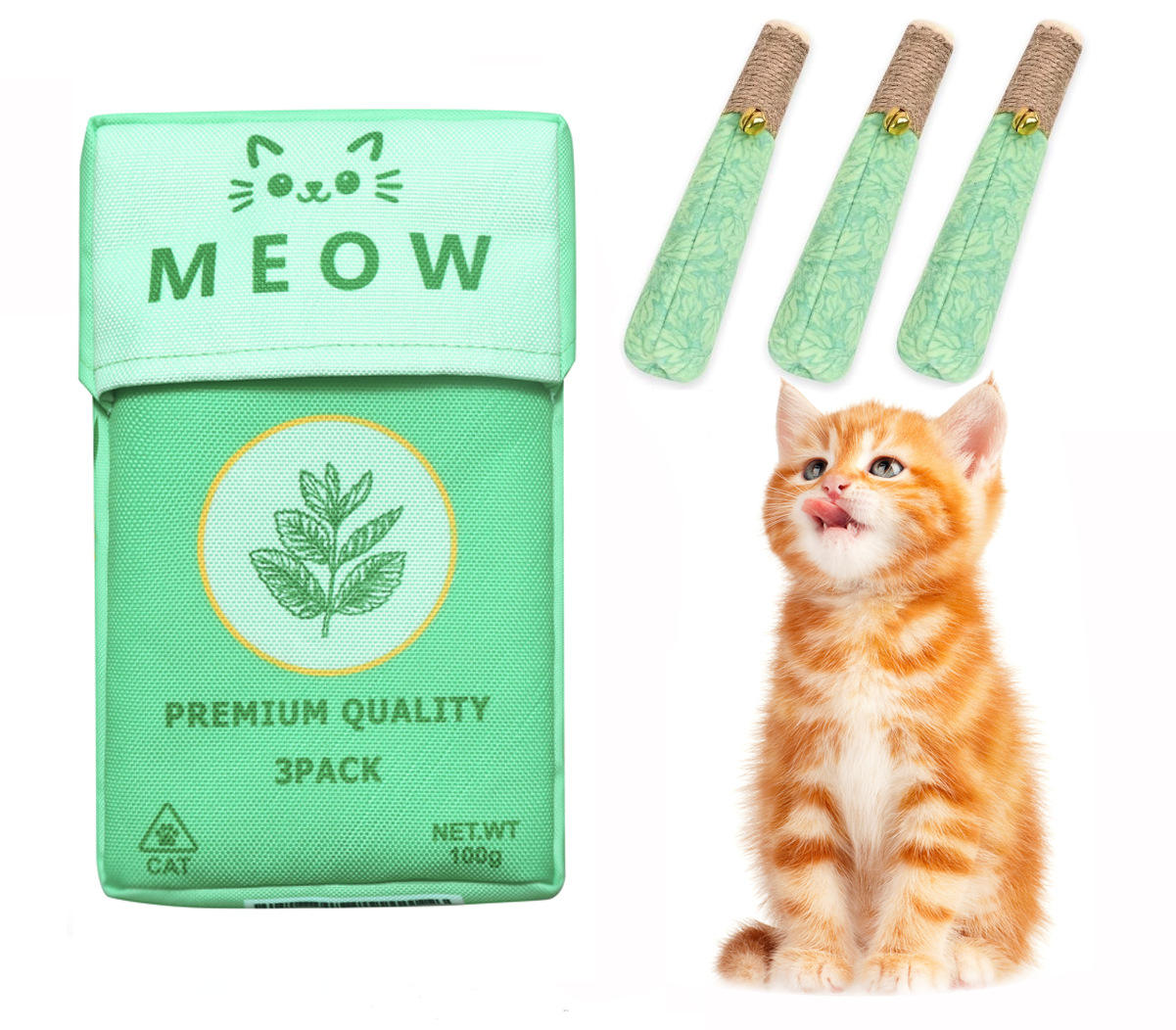 กล่องสีเขียว + ซิการ์แบบมีเชือกพิมพ์ลาย 3 ชิ้น