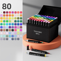 80 Couleurs Écologique Double Tête Double Pointe Permanente Noir pour Marqueur Tactile Set pour l'Art