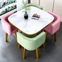 Ensemble table et chaises de loisirs modernes en métal avec 4 sièges pour négociation, réception, usage domestique/bureau