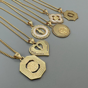 Collar de corazón geométrico religioso para mujer, concha de mar, circón, Saint Benedi, St Jude, Thaddeus, colgante de oración, cuello para mujer - Product Image 3
