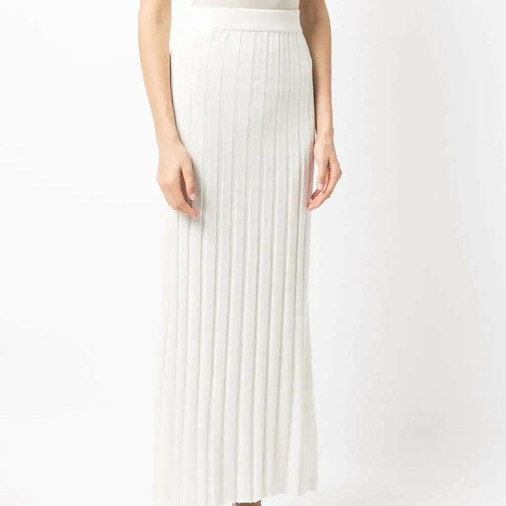 OUTENG – jupe à carreaux blancs pour femmes, jupe tricotée, jupe côtelée mi-longue pour femmes